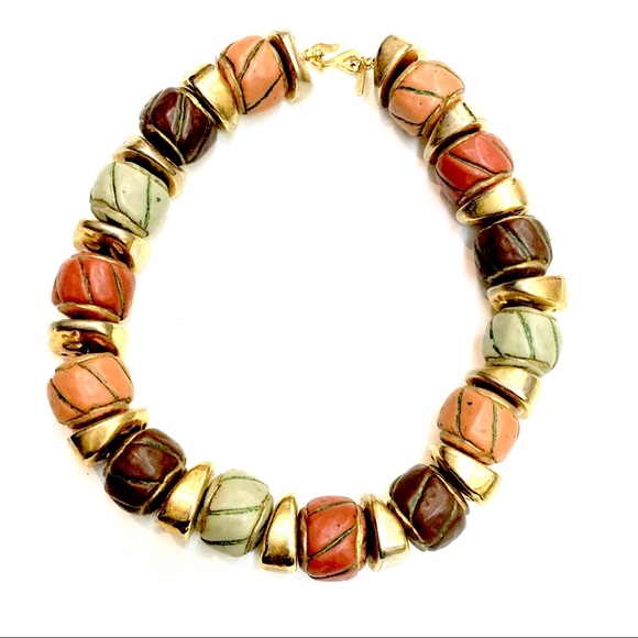Kenneth Lane Multi Color Textured Chunky Necklace